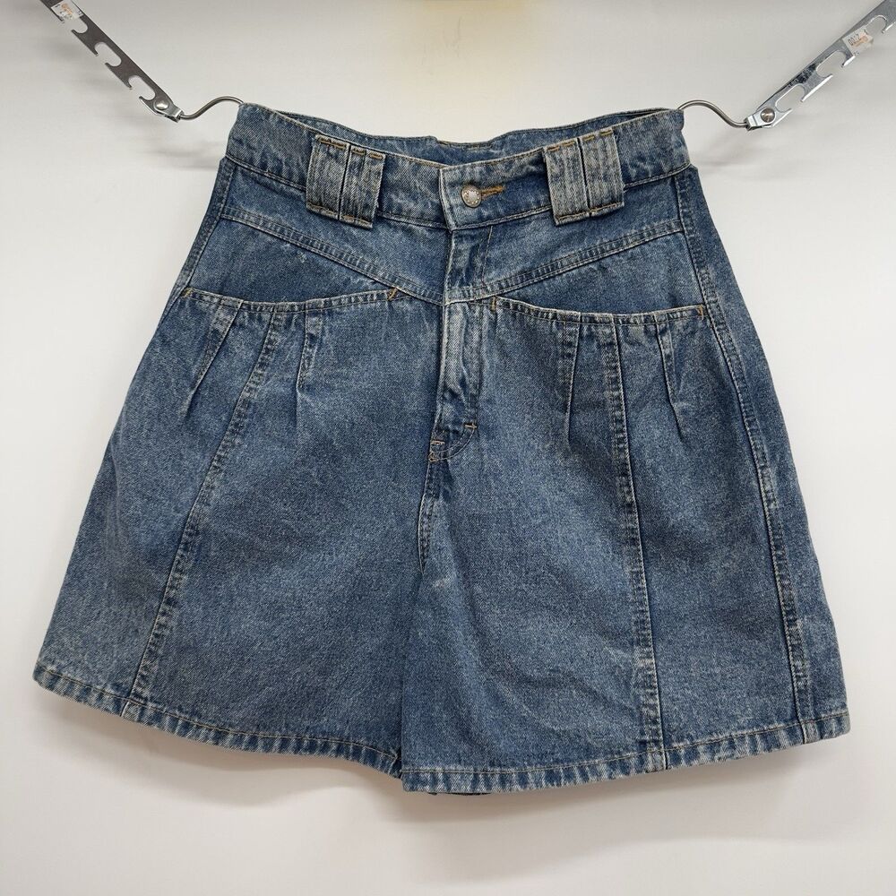 Vintage 80s Acid Wash Denim High Waist Mom Shorts USA Made Waist S